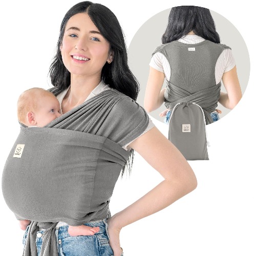 KeaBabies Baby Wrap Carrier, D-Lite Baby Wraps - Easy-Wearing, Adjustable Baby Sling Carrier Newborn to Toddler, Infant Ring Sling Baby Carrier, Baby Holder, Newborn Carrier Wrap (Graphite) - Graphite