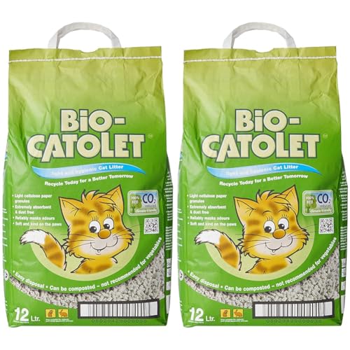 Bio-Catolet Light & Hygienic Recycled Paper Granules Cat Litter 12 Litre (Pack of 2) - 12 Litre (Pack of 2)