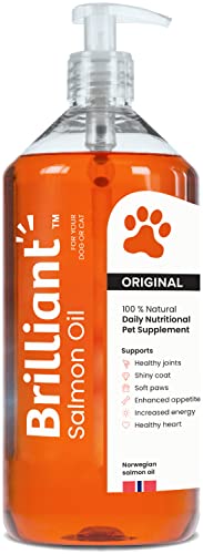 Hofseth Biocare Brilliant Salmon Oil for Dogs, Cats, Puppy, Horse, Ferret & Pets - Pure Omega 3, 6 & 9 Fish Oil Food Supplement | Treats Itchy Skin, Joint Care, Heart Health & Natural Coat (1 Litre) - 1000 ml