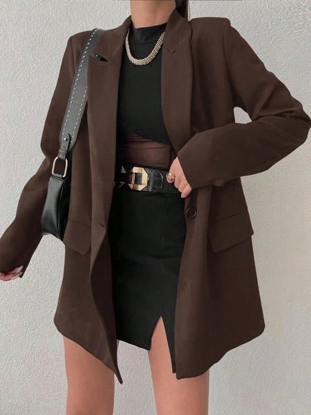 SHEIN Blazer À Poche Flip À Manches Longues
