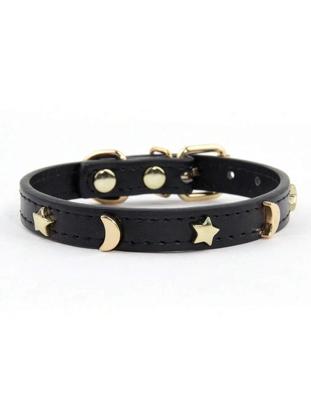 Gift Cat Collar With Gold Star, Moon & Rivet Decoration