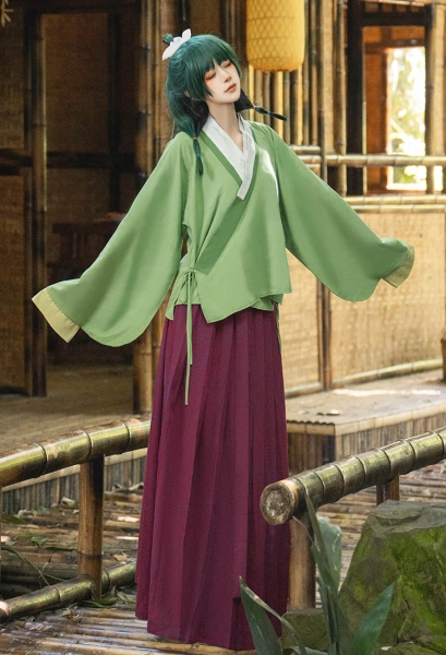 The Apothecary Diaries Maomao Cosplay Costume Top and Skirt with Hair Tie and Collar