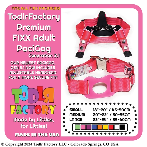 Todlr Factory Gen 3.1 Premium PaciGag - FIXX Adult Size 6 Premium Engraved Pacifier Paci Gag Set with Gift Box & Accessories abdl ageplay
