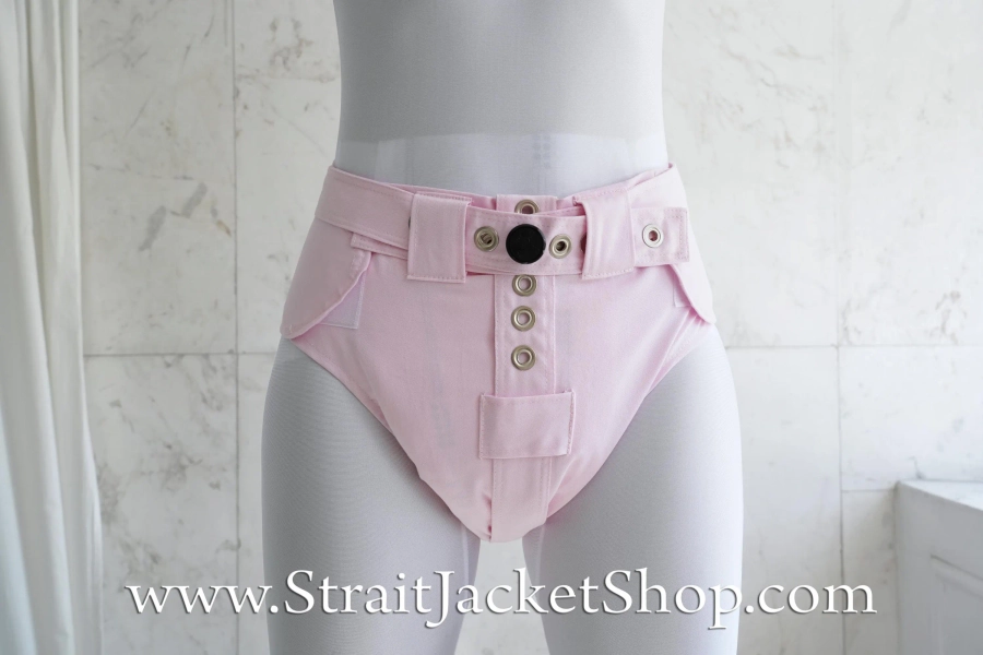 Pink Anti Diaper Removal Pants with Segufix Locks and Hook and Loop Slim Fit Closing - Medical / Lockable Pants / Asylum / Straitjacket