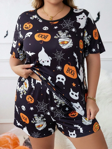 Plus Halloween Print PJ Set