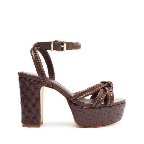 Kareena Woven Platform | 8.5 / Dark Chocolate / Leather