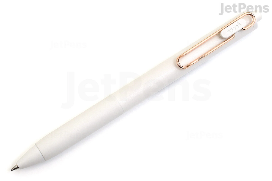 Uni-ball One Gel Pen - 0.5 mm - White with Rose Gold Clip - Black Ink
