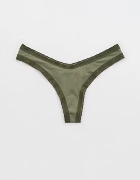 SMOOTHEZ Microfiber Lace Thong Underwear