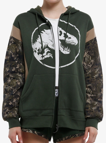 Her Universe Jurassic Park Clever Girl Camouflage Girls Oversized Hoodie