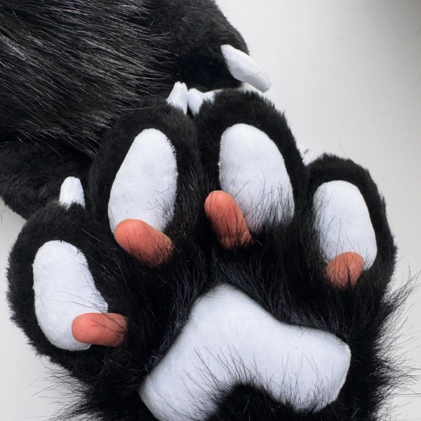 Black & White Fursuit Paws With Finger Escapes