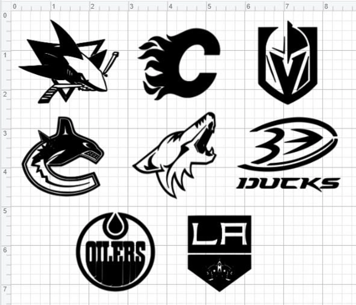 NHL Pacific Division Decals | NHL Hockey | Sharks | Flames | Golden Knights | Canucks | Coyotes | Ducks | Oilers | Kings | NHL Stickers