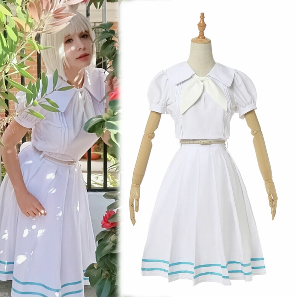 Beastars Haru Cosplay Costume White Fancy Dress Rabbit Tail Women Sailor Uniform
