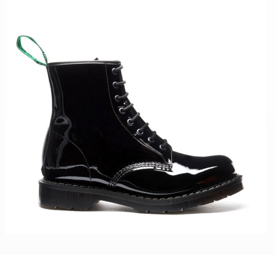 Solovair Black Patent Leather 8 Eyelet Boot Made In England | 8 UK