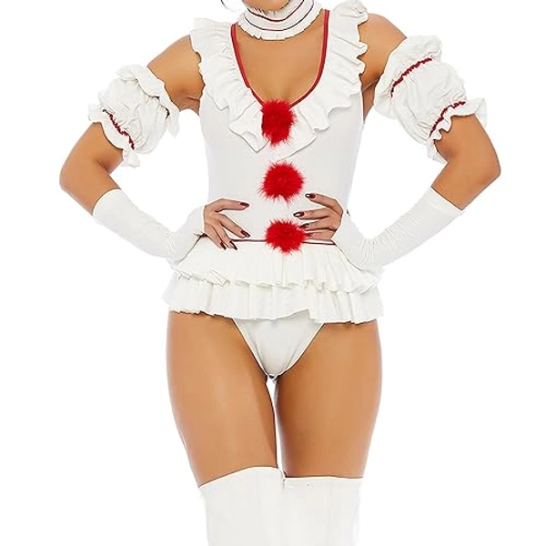 Forplay womens Let's Play a Game Sexy Movie Clown Character Costume - White - Small/Medium