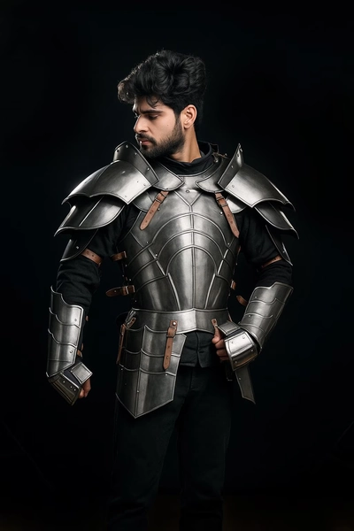 Cosplay 18GA Steel Half Body Armor Set | Medieval Cuirass, Pauldrons & Gauntlets | LARP, Combat And Reenactment Ready