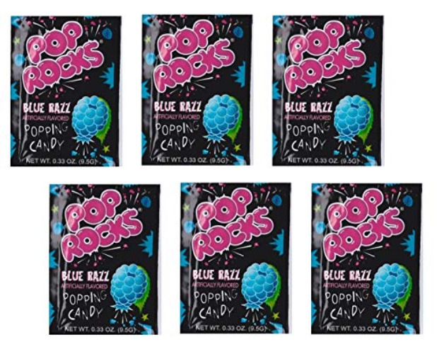 Pop Rocks Popping Fizzing Crackling Candy 6pk (Blue Razz, 6 Pack) - Blue Razz - 9.5 g (Pack of 6)