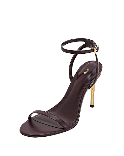 JW PEI Women's Alivia Gold Metal Heel Sandals - 9 - Claret Red