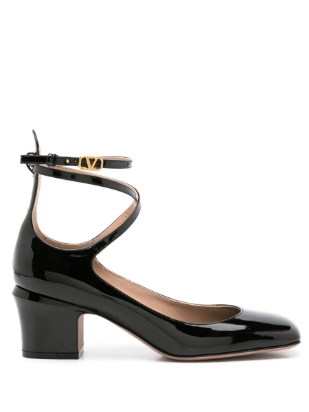 Ankle strap patent-leather pumps