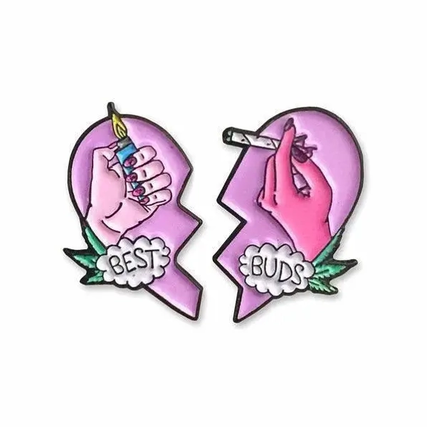 Kawaii Best Buds Enamel Pins for Ganja Babes