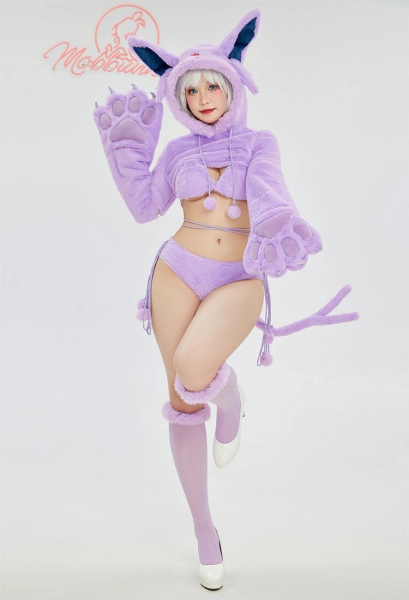 PM Derivative Furry Paw Sexy Lingerie Kawaii Purple Plush Homewear Paw Gloves Hoodie and Bra Panty with Stockings