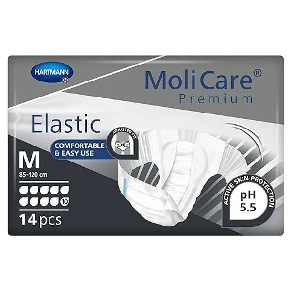 MoliCare Premium Incontinence Brief, 10D - Heavy Absorbency Adult Diaper with Refastenable Tabs - Unisex, Size Medium, 14 Count, 1 Pack