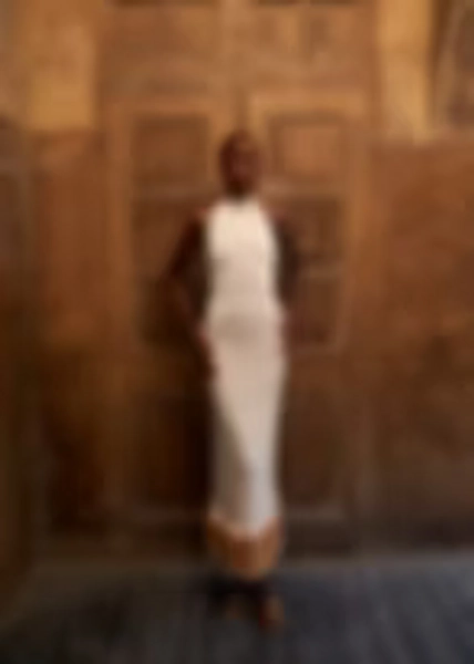 SPINE HALTER DRESS- Ivory