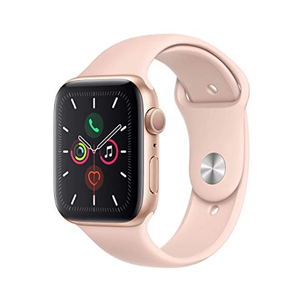 Apple Watch Series 5 (GPS, 44mm) Gold Aluminium Case with Pink Sand Sport Band (Renewed)