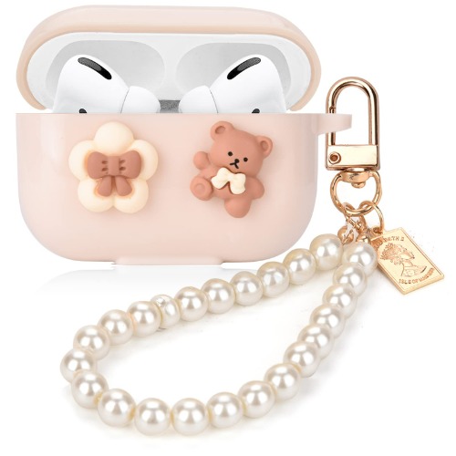 Kawaii Cute Airpods Pro 2nd Generation Case Cover 2022 Compatible Aesthetic Airpod Pro Case 2019 with Pearl Chain Smooth Soft Protective Cover for Girl and Womens