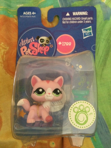 Last Set New Littlest Pet Shop Single Pink Mauve CAT 1788 Rare Retired NIB