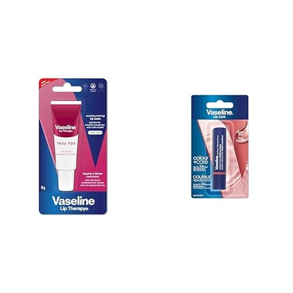Vaseline Lip Therapy Rosy Balm Tube 10g & Lip Colour Mellow Rose Stick 3g