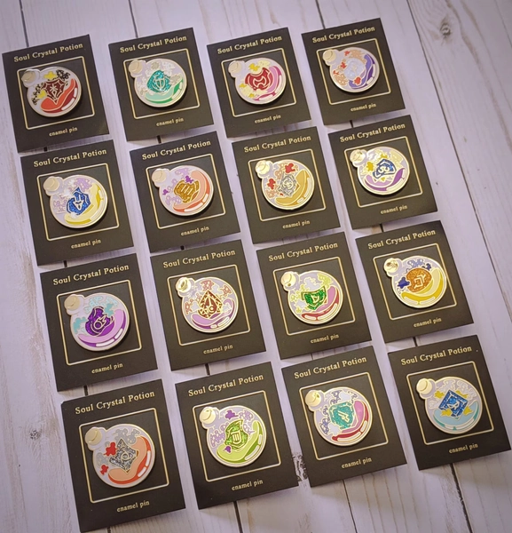 Final Fantasy XIV Pin Set - FF 14 Job Stone Potions Hard Enamel Pins