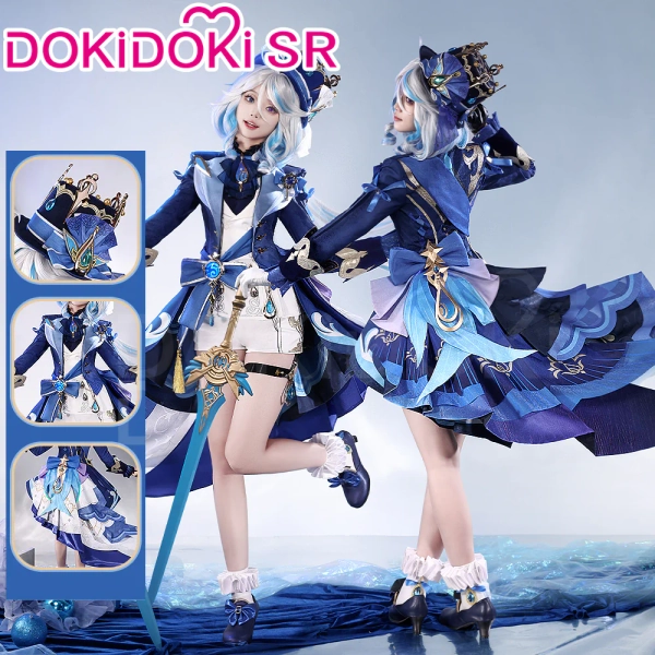 【Costume Ready For Ship】【Size S-2XL】DokiDoki-SR Game Genshin Impact Cosplay Fontaine Furina Costume / Shoes Dark Furina Focalors