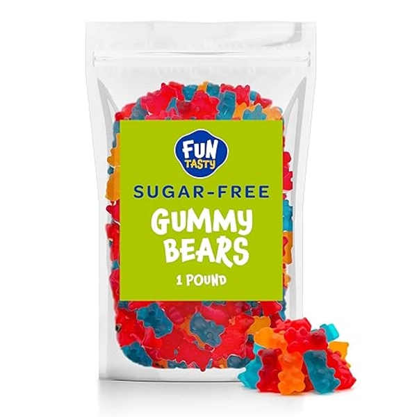 Sugar-Free Gummy Bears, Fruit Flavored, Pectin Soft Chewy Candy, 1-Pound Pack