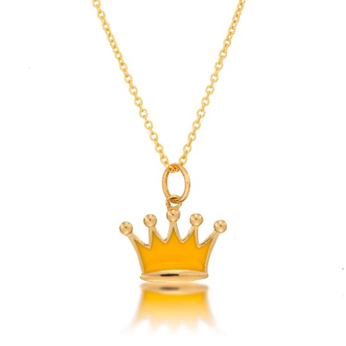 Gold Crown Pendant Necklace - 14K Rose Gold