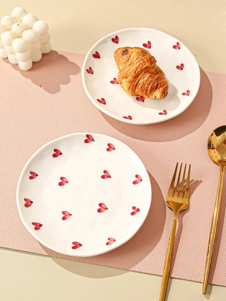 1pc Ceramic Plate, Solid Color Personalized Dish For Home Use, Japanese Style Breakfast Plate
