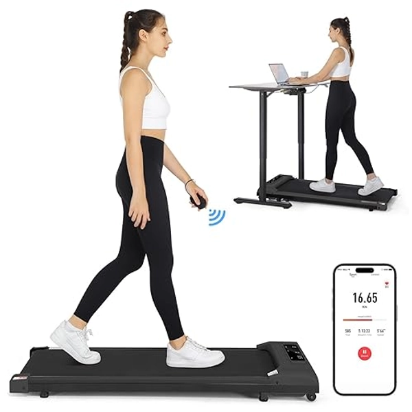 Walking Pad Treadmill, 2.5HP Under Desk Treadmill Portable, Desk Treadmill for Office Under Desk, Walking Treadmill Electric Quiet for Home/Apartment/Flat with Remote Control and LED Dispaly