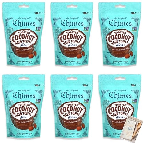 Chimes Toasted Coconut Hard Toffee with Sea Salt - The Original Non-GMO, Gluten Free, Vegan Hard Candy, Dairy Free, Made with Fresh Coconut Milk and Real Cane Sugar (Pack of 6 x 3.5 oz) - 6 Pack