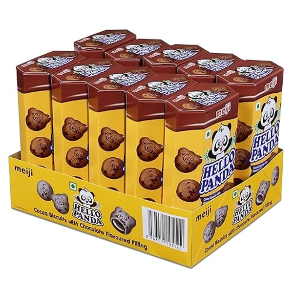 Meiji Hello Panda Chocolate Biscuits with Chocolate Flavour Filling 10 x 50g
