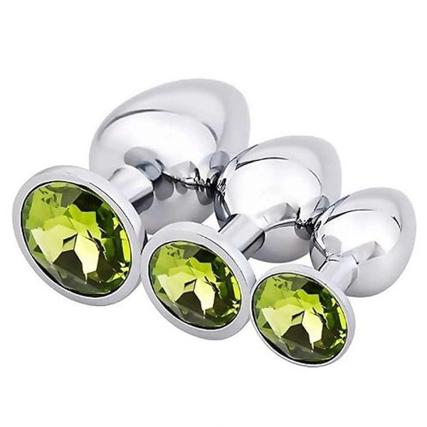 Akstore 3 Pcs Luxury Jewelry Design Fetish Anal Butt Plug(Light Green)