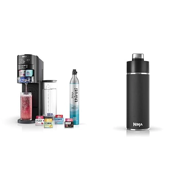 Ninja Thirsti Drink System & DW2401BK Thirsti 24oz Travel Water Bottle