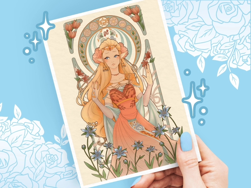 PRINCESS ZELDA Art print - Poster - Art nouveau Legend of Zelda - A6 / A5 / A4