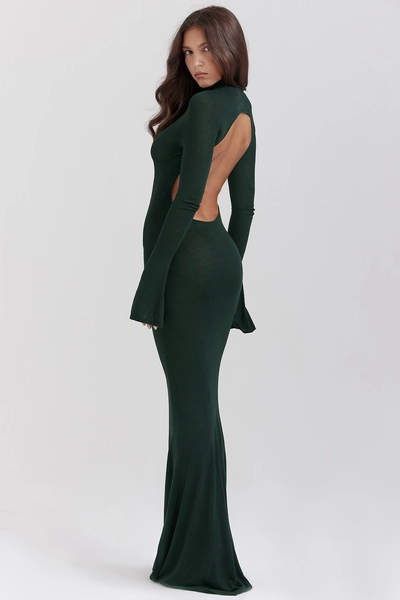 Sancha Forest Green Knit Maxi Dress - SALE