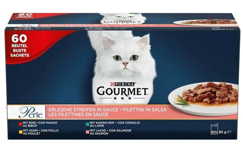 Våtfôr, katt Gourmet Perle 60x85 g Forskjellige smaker 