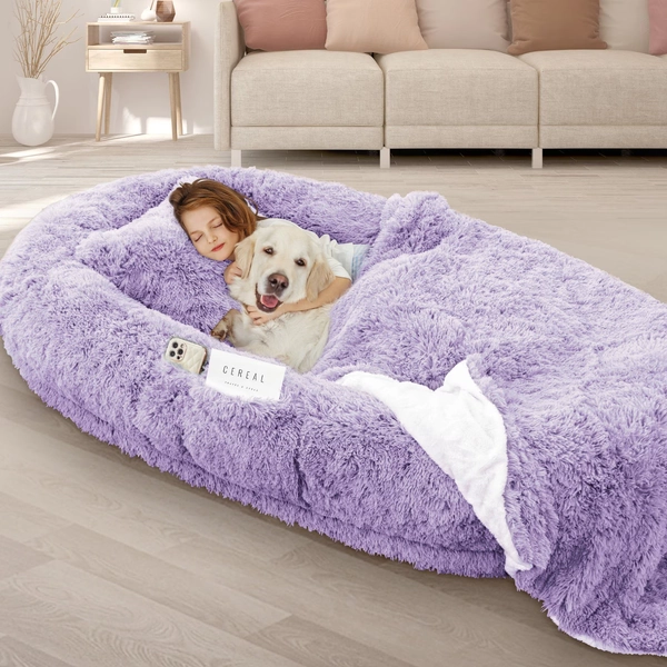LovMor Oversized Human Dog Bed, Purple