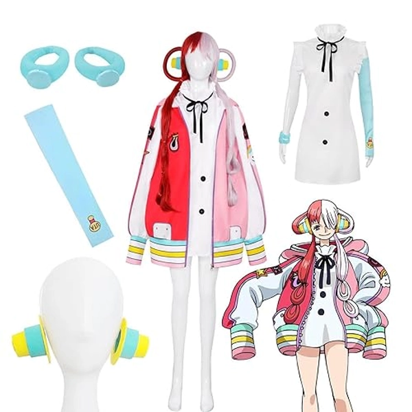 Uta Cosplay Costume Set Avec Accessoires, Sweat À Capuche Déguisement De Anime Film, Anime Cosplay Costume Ensemble, Film Red UTA Cosplay Costume, Halloween Party Perruque Vestes Manteau Robes Costume