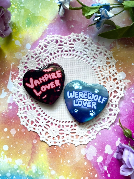 Vampire Lover Werewolf Lover Heart Button