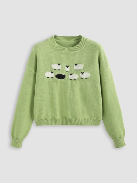 Solid Cute Sheep Sweater Curve & Plus