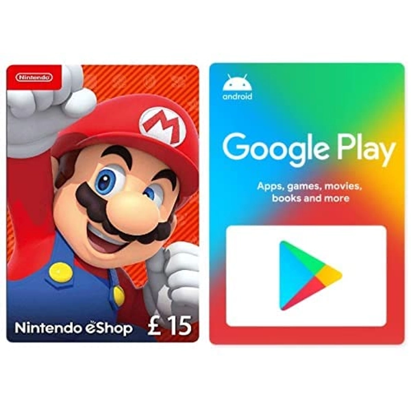 Nintendo eShop Card | 15 GBP | Download Code + Google Play gift code £10 (Email Delivery - UK Customers Only)