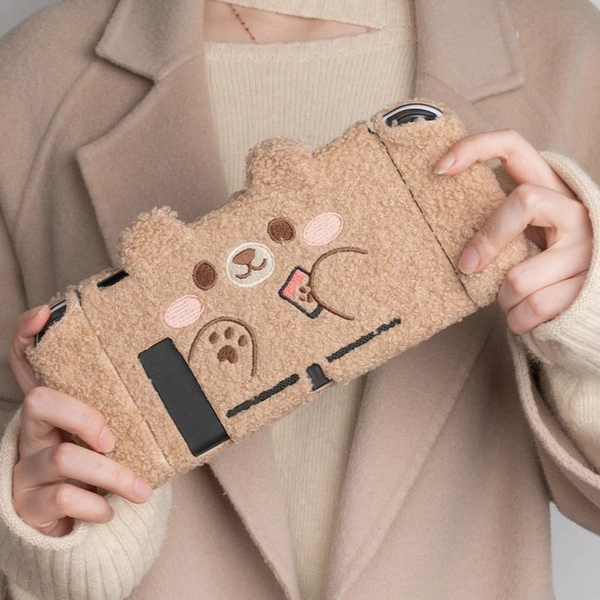 Teddy Bear Cozy Plush Switch Case with Optional Joycon Grips