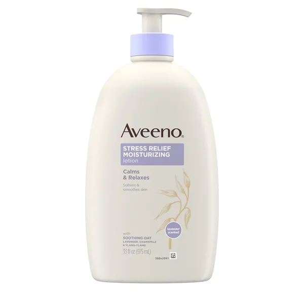 Aveeno Stress Relief Moisturizing Body Lotion with Lavender, Natural Oatmeal and Chamomile & Ylang-Ylang Essential Oils to Calm & Relax, 33 fl. oz